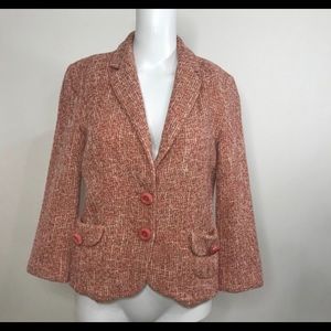 Zara Basic 2 Button Pink Tweed Blazer Size 6